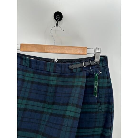 L.L. Bean Plaid Faux Wrap Mini Skirt Womens 8 NWT Academia Preppy Coquette - Picture 5 of 8